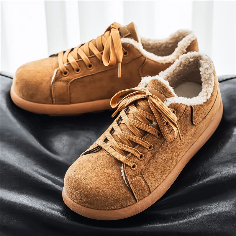 

Vintage khaki Cotton Shoes Men Winter Plush Warm Men's Casual Shoes Comfortable Lightweight Snow Shoes for Men chaussure hommes
