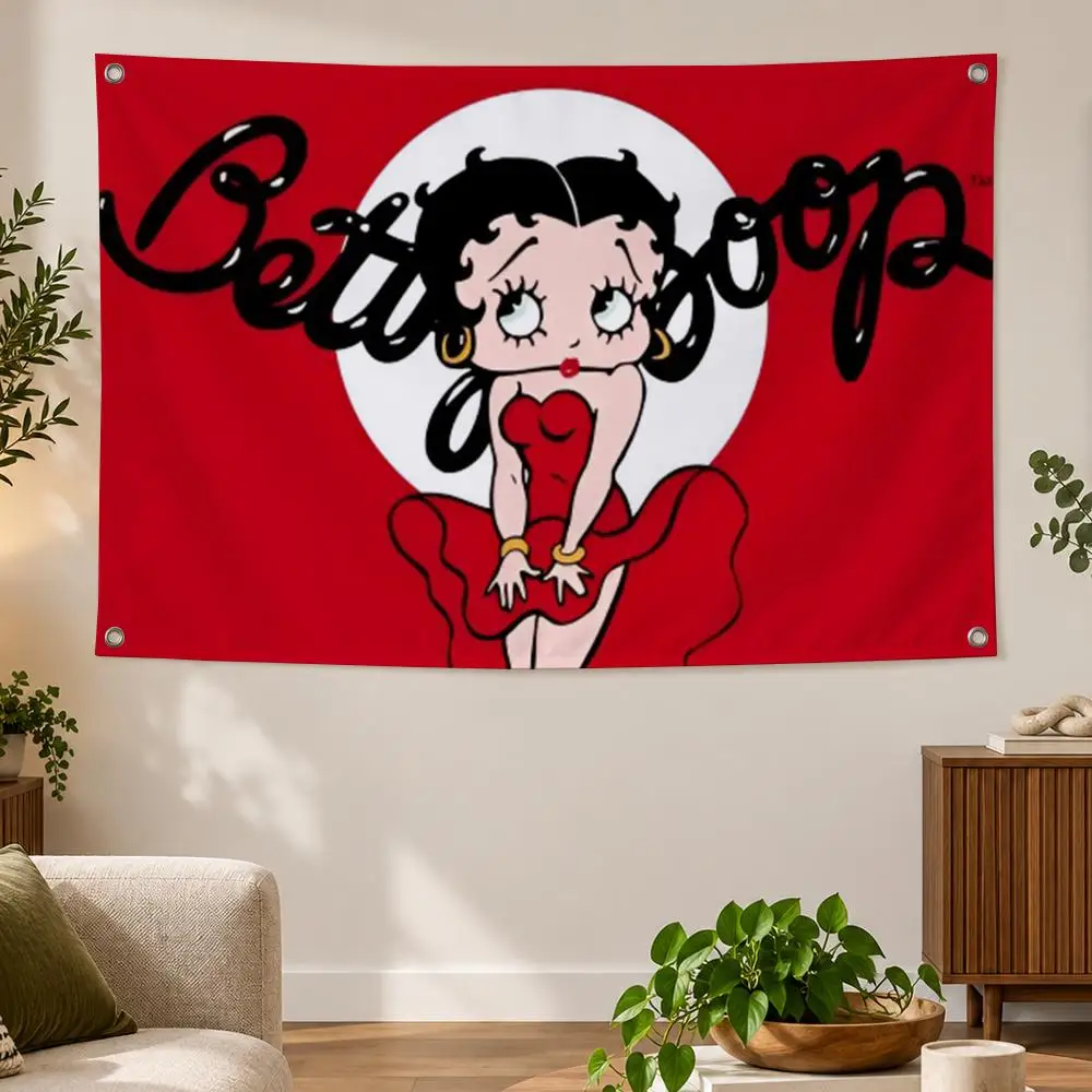 Character Retro Cute B-Betty Boop Flags Banner Decor for Bedroom,Garden,Party,Club,Gaming Room,Indoor Outdoor