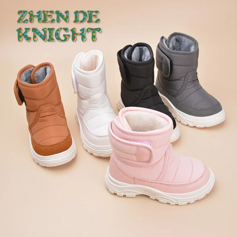 

Зимние теплые черные детские зимние ботинки, противоскользящая хлопковая обувь на мягкой подошве на флисовой подкладке для малышей (размер 21-25)