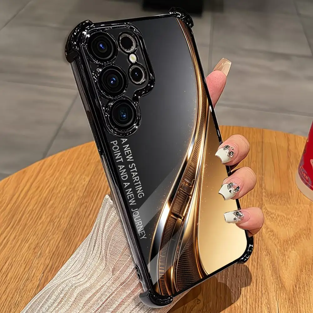 Black gold curved Electroplated Soft shell phone case for Samsung Galaxy S26 S25 S24 S23 S22 FE,Ultra,Plus Drop resistant