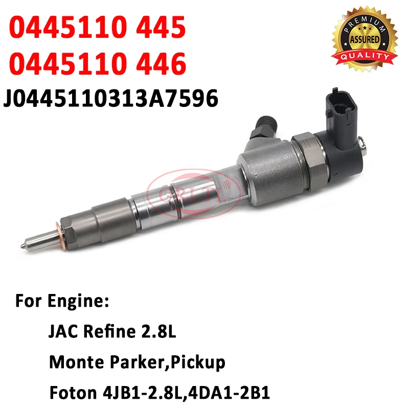 Fuel Nozzle 0445110446 Common Rail Injector 0445110445 OEM J0445110313A7596 For JAC Refine Monte Parker Foton 4JB1 4DA1 2.8L