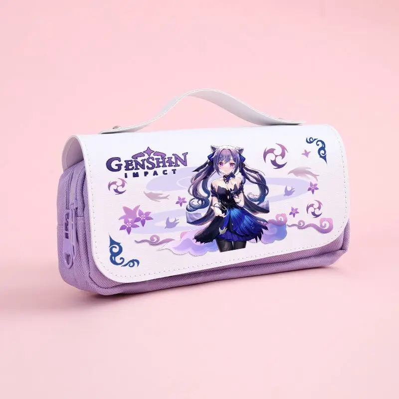 Imagem -06 - Genshin Impacto 3.5 Zhongli Keqing Xiao Bolsa de Lápis dos Desenhos Animados Estudante da Escola Kawaii Papelaria Bonito Lápis Case Plutônio Lápis Bolsa