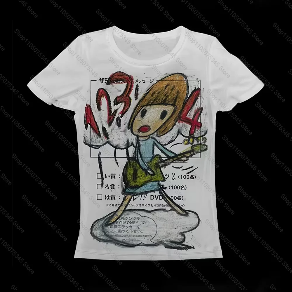 Y2K Fashion Top Gothic Style Women's Retro Printed T-Shirt - Harajuku Style Japanese Streetwear Short-Sleeve Casual Summer