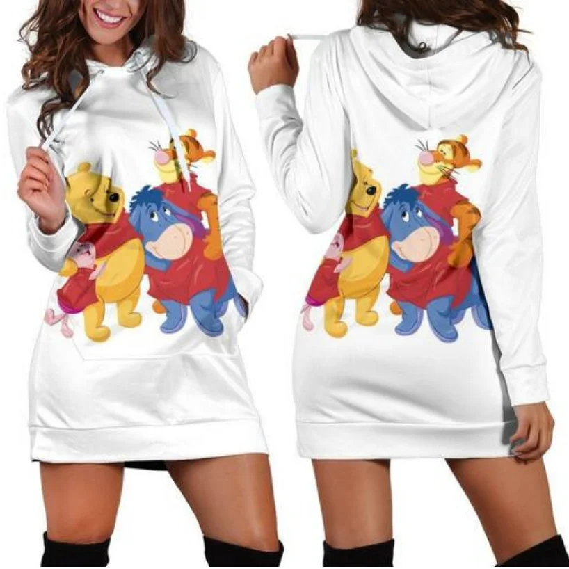 Winnie The Pooh Hoodie Dress Sweater Dress Sweatshirt Dress 3d All Over Print For Women Hoodie