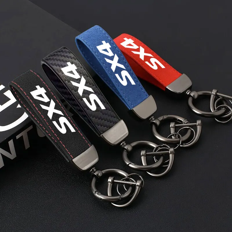 

Customized Logo Suede Car Key Rings For Men Women Fashing Decoration Horseshoe Buckle Keyrings Gifts For Suzuki SX4 Accessorie