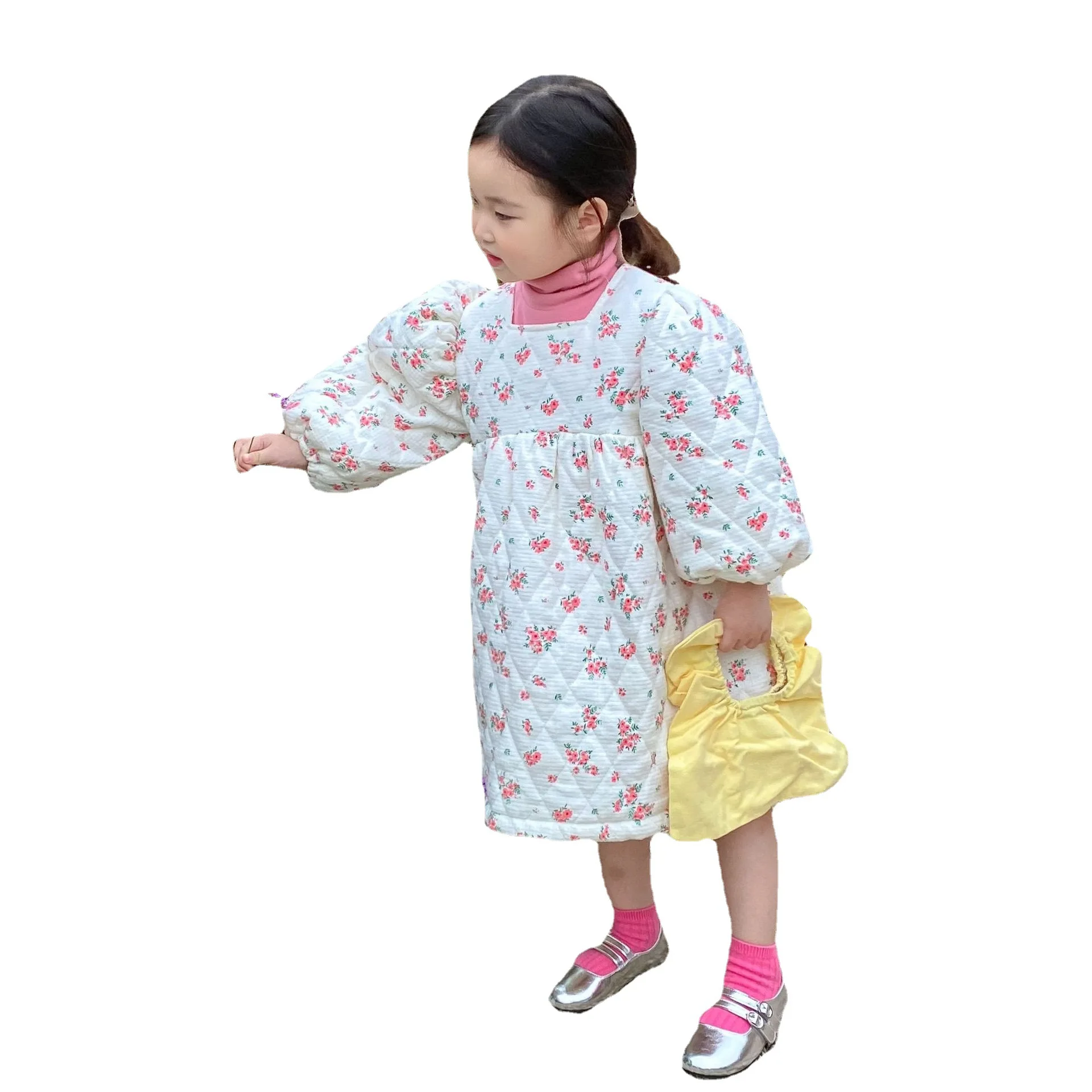 Autumn and Winter 2022 New Korean Children\'s Wear Korean Edition Lovely Cotton Jacket Warm Long Sleeve Girl\'s Dress