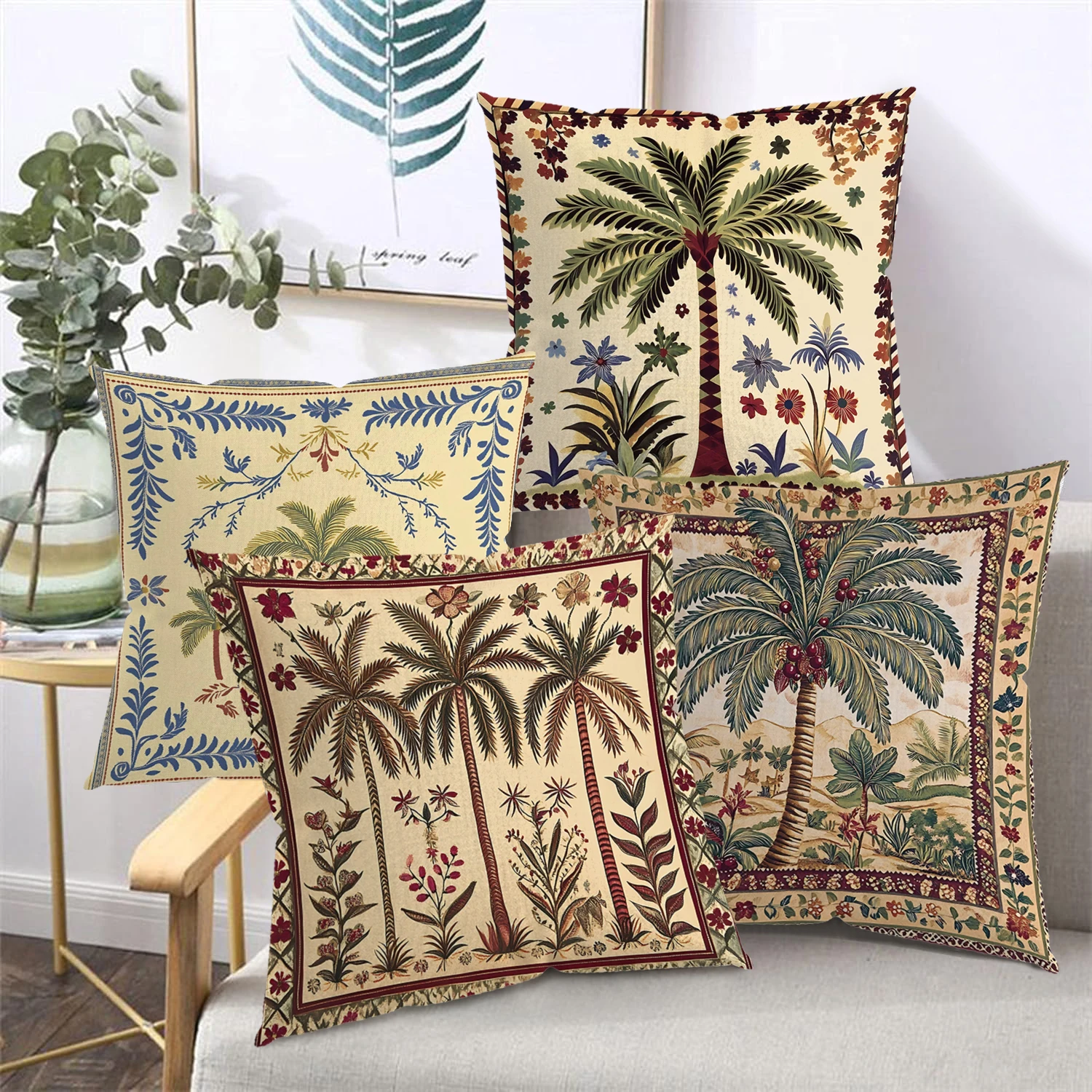2D Flat Printed Palm Tree Patterned Cushion Covers Polyester Pillowcase Sofa Decorative Cushion Cover Headboard Pillow
