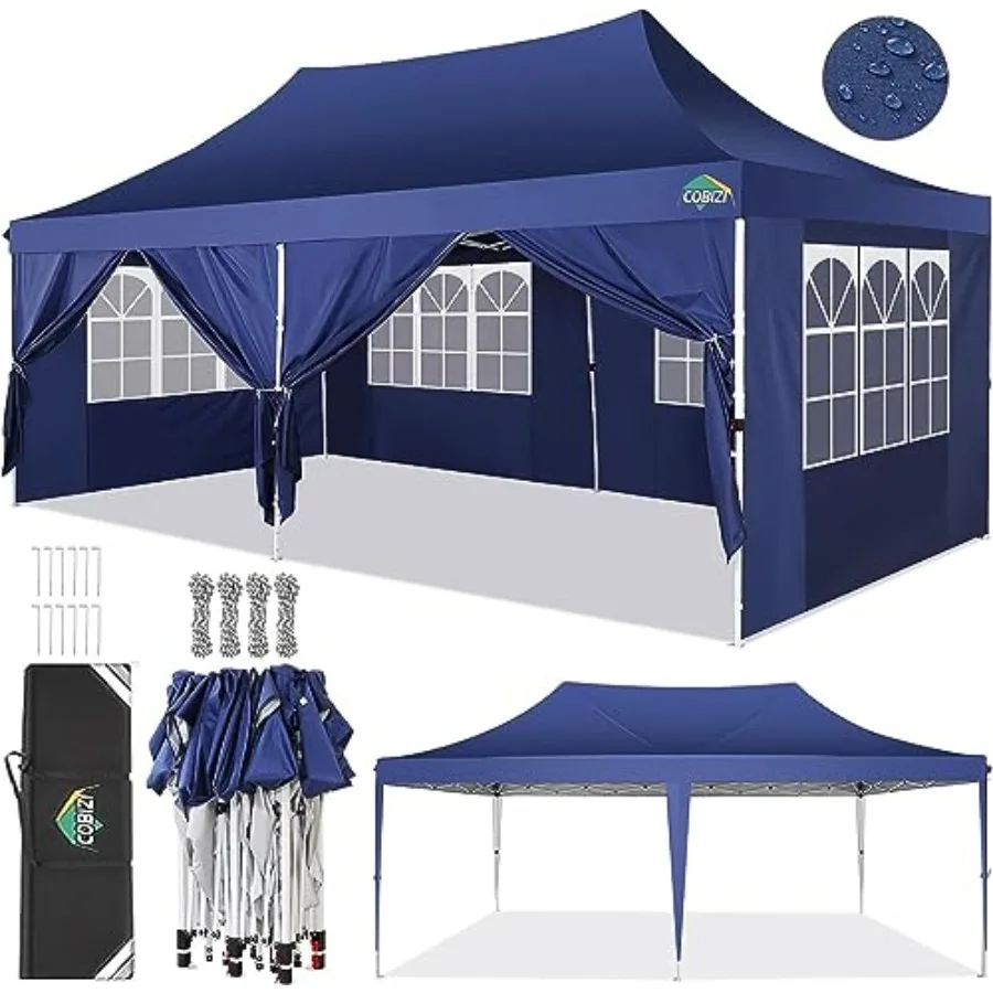 

10x20 Pop Up Canopy Tent with 6 Sidewalls for Outdoor Events Easy Setup Metal Frame Canopy Tent with Waterproof UV50+ Protectio