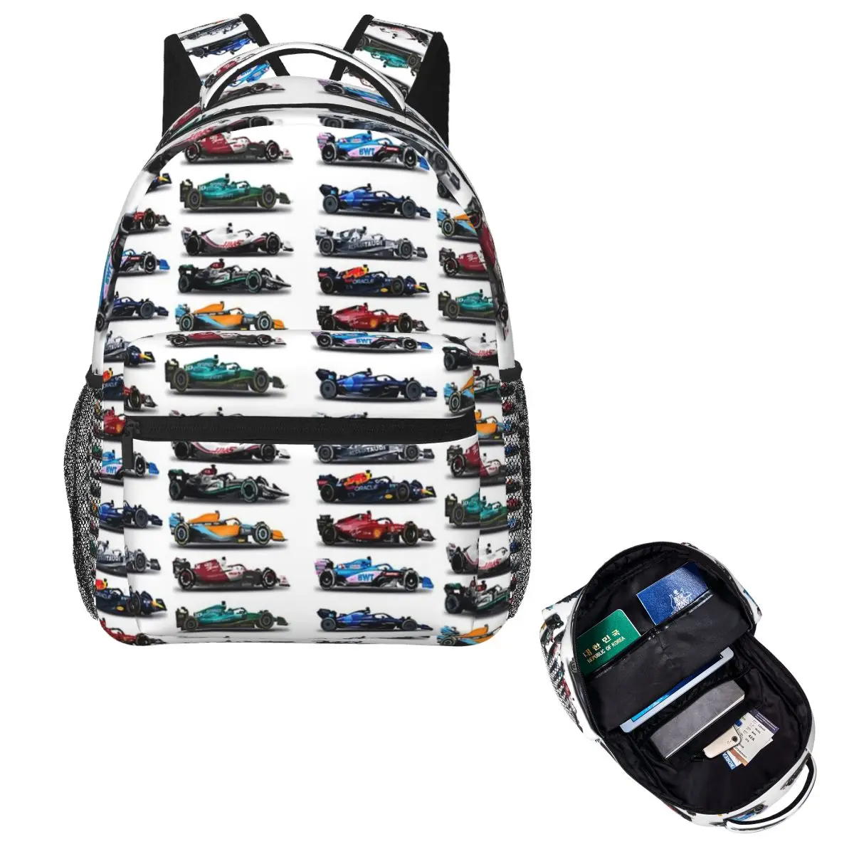 

F1 All Cars 2022 Backpack Hot Sale Daypack Large Capacity Boys Girls BookBag School Bag Shoulder Bags for Men Women