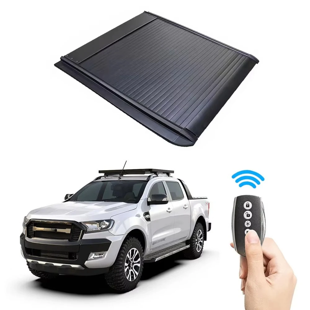 

Upgraded Electric Lock Retractable Aluminum Alloy Waterproof Tonneau Cover for Ranger Wildtrak T6 T7 T8 RAPTOR 2012+ Pickup