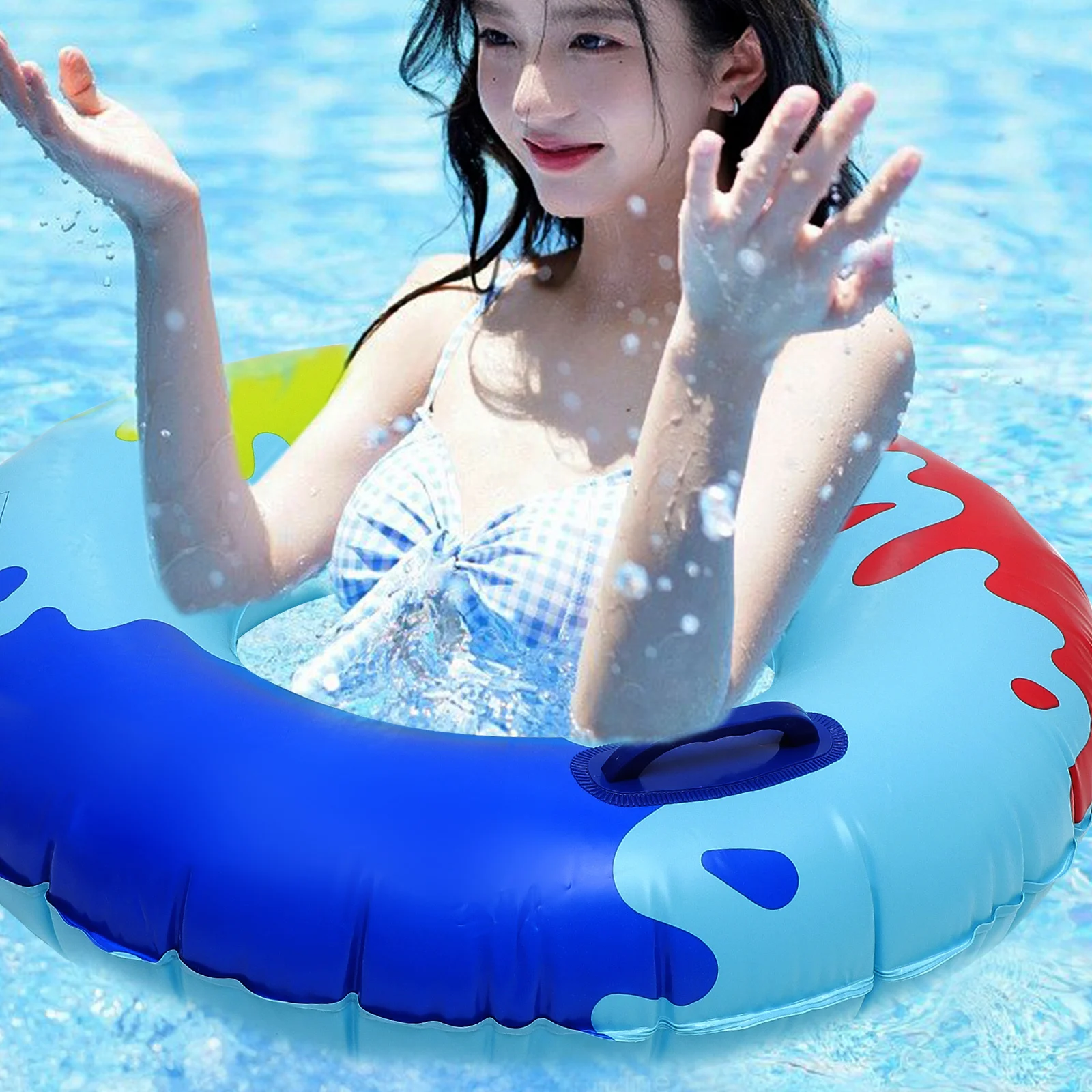 

Inflatable Swimming Ring with Handle Pool Float Rings for Adults Floats Accessories
