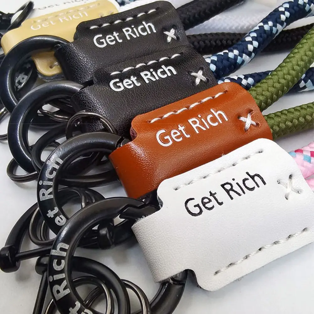 Durable Leather Car Key Ring Black Buckle Anti-lost Wrist Rope with Screwdriver Key Strap Gift