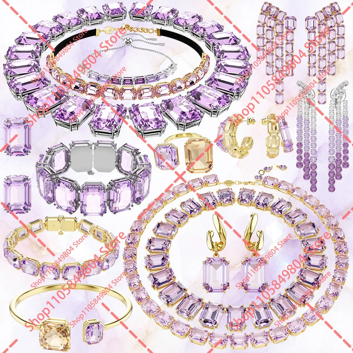 Lavender Square Cut Jewelry Set Wedding Wear Gift