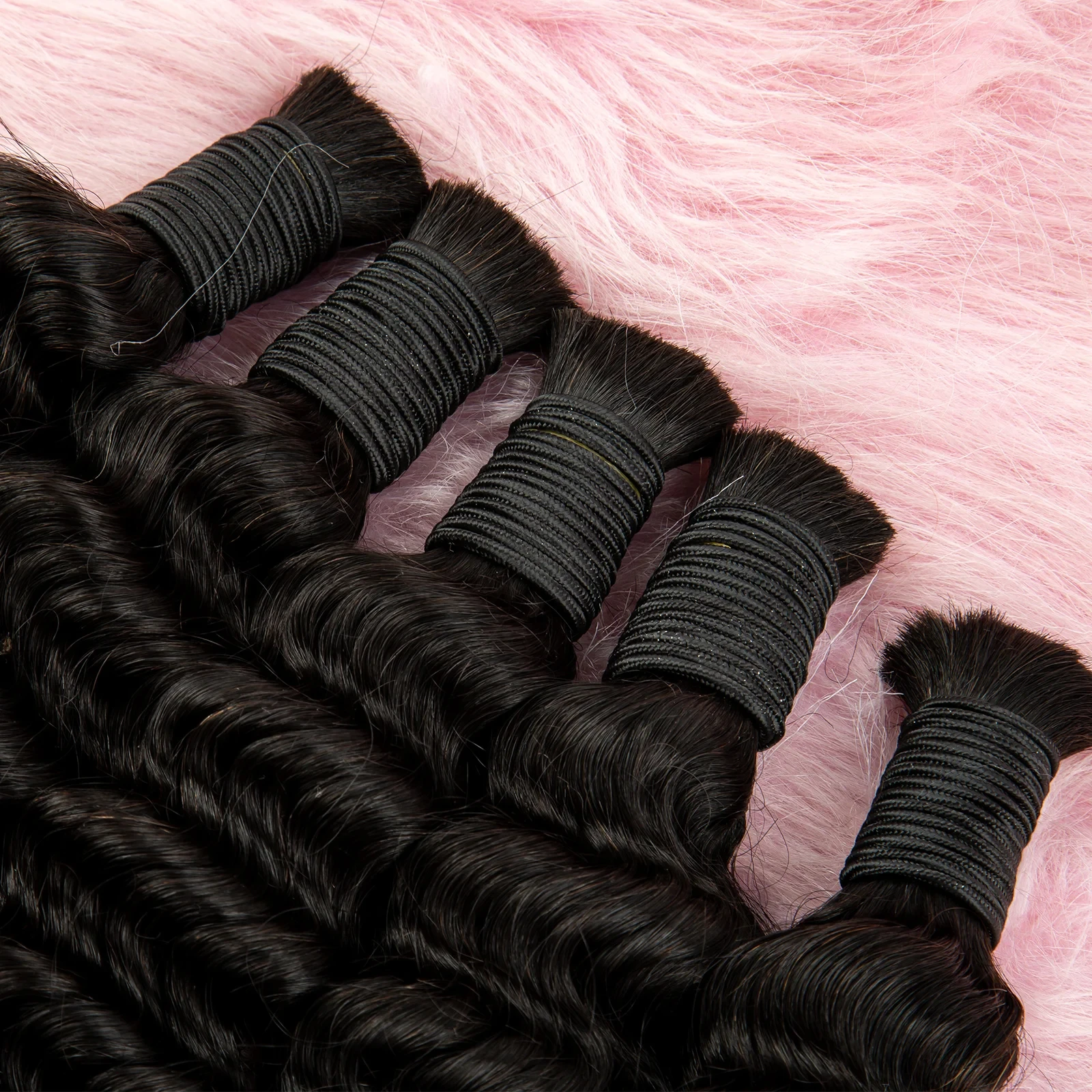 Extensions de cheveux brésiliens Remy Deep Wave pour tressage Boho, vrais cheveux humains noirs naturels, sans trame, en vrac, 16-28 pouces