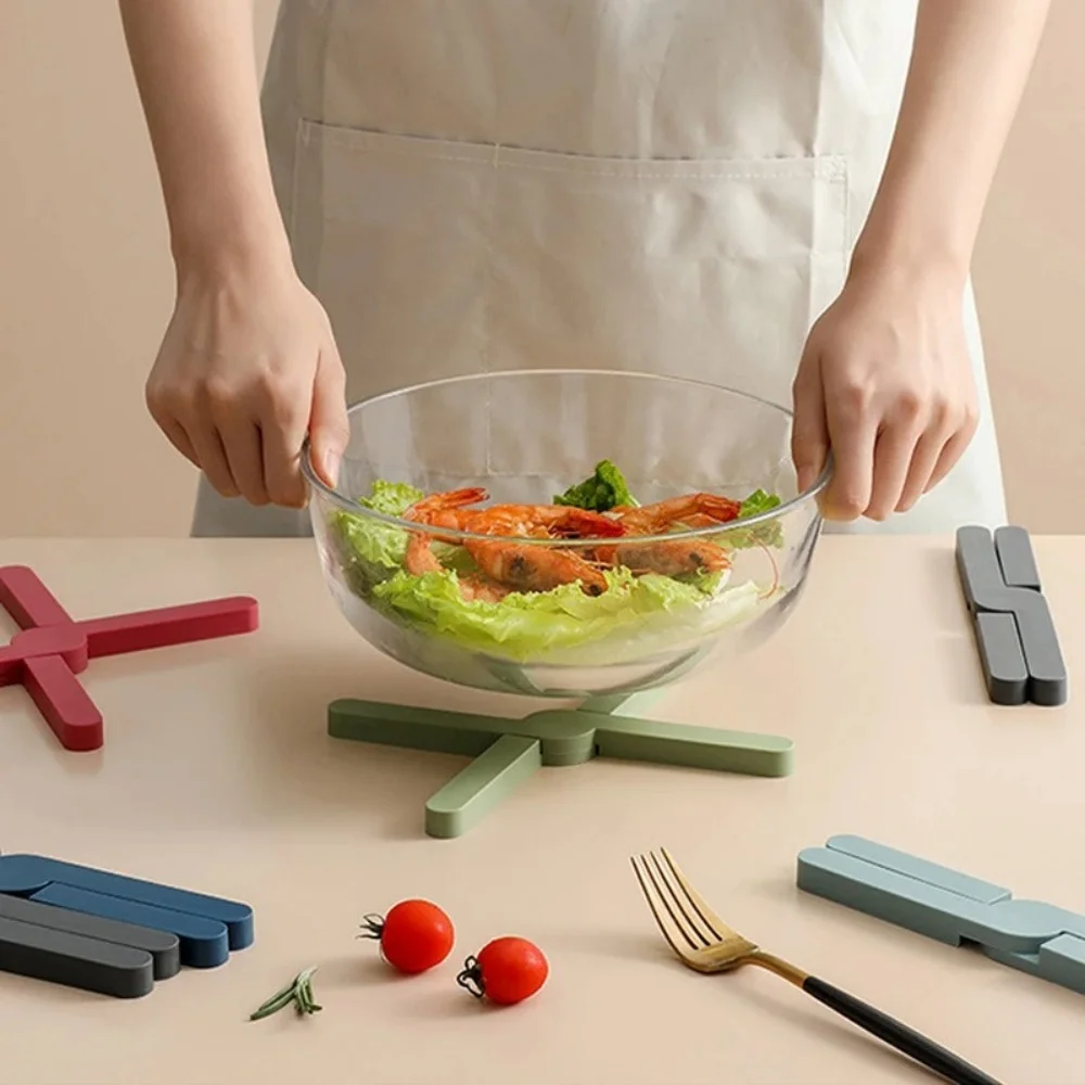 Tapete de isolamento térmico criativo, dobrável, portátil, antiderrapante, de silicone, em formato de x, resistente ao calor, almofadas dobráveis, para copos de cozinha