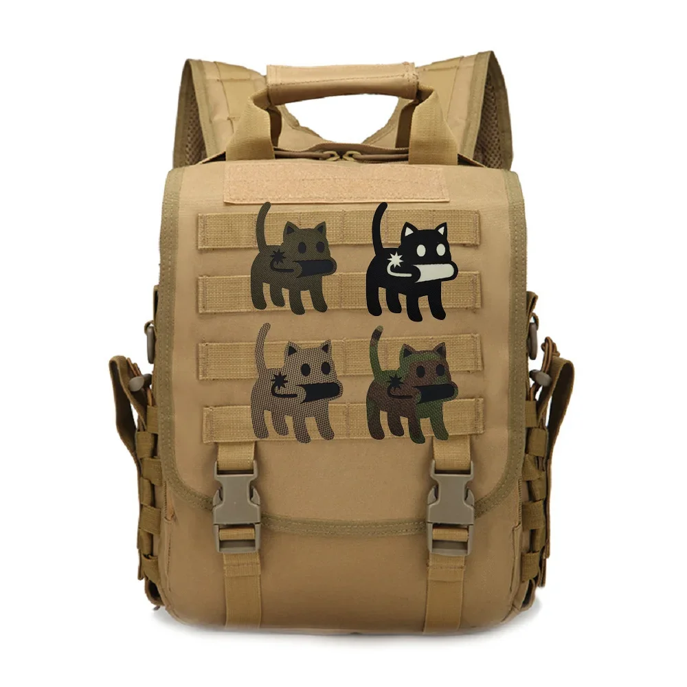 New Design Laser Cut Night Glow Bomb Cat IR Infrared Night Vision Reflective Cat Outdoor Backpack Patches for Clothing