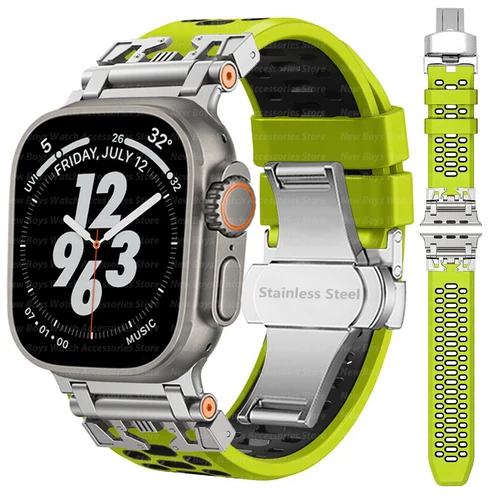 Correa deportiva de silicona para Apple Watch Ultra 3 2 49mm Series 11 10 46mm pulsera para Iwatch Series 9 8 7 6 5 SE 3 44mm 45mm