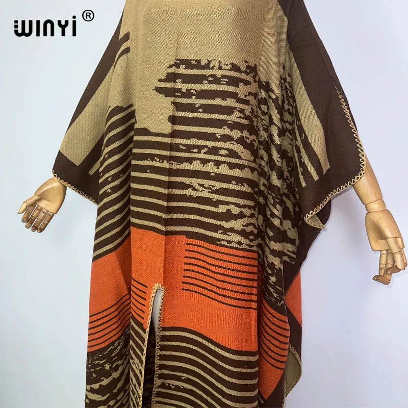 WINYI 2023 print Comfort Warm fashion kaftan Holiday dress Elegant Africa Women Boho party winter kaftan for women long dress