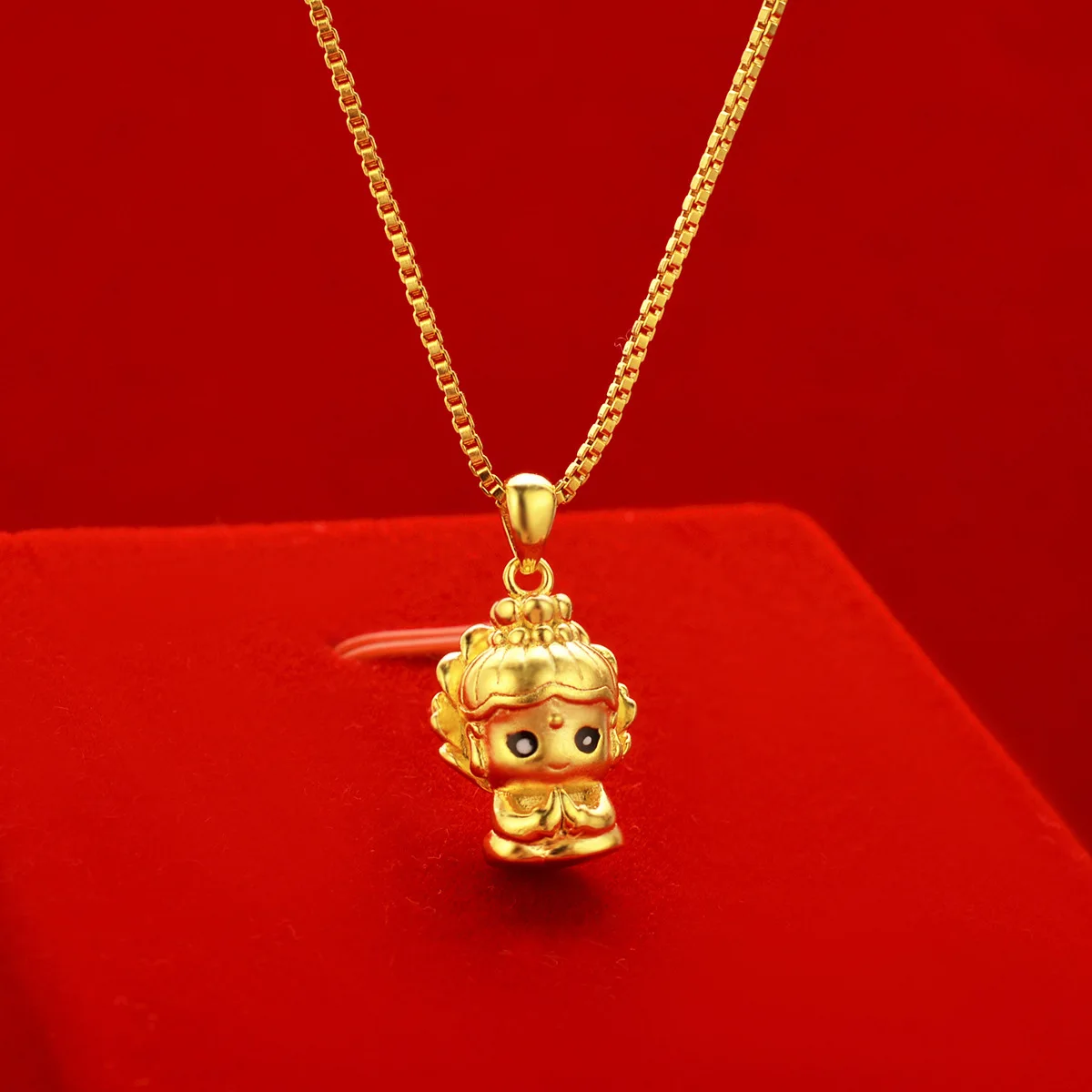 Boutique AU999 luxury gold jewelry womens necklace Amitabha necklace pendant 24K pure gold Buddha pendant