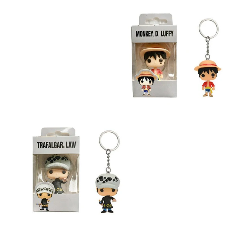 Anime One Piece Pocket Keychains Monkey.D.Luffy Trafalgar.Law Funkostyle Key Ring Action Figure Toy for kids Xmas gift