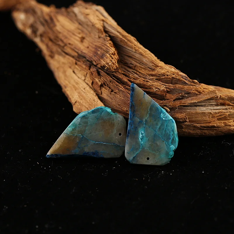 B&F Blue Opal Earring Beads for Jewelry Making, Handmade Natural stones beads, Polished Stones for jewelry Making Supplies