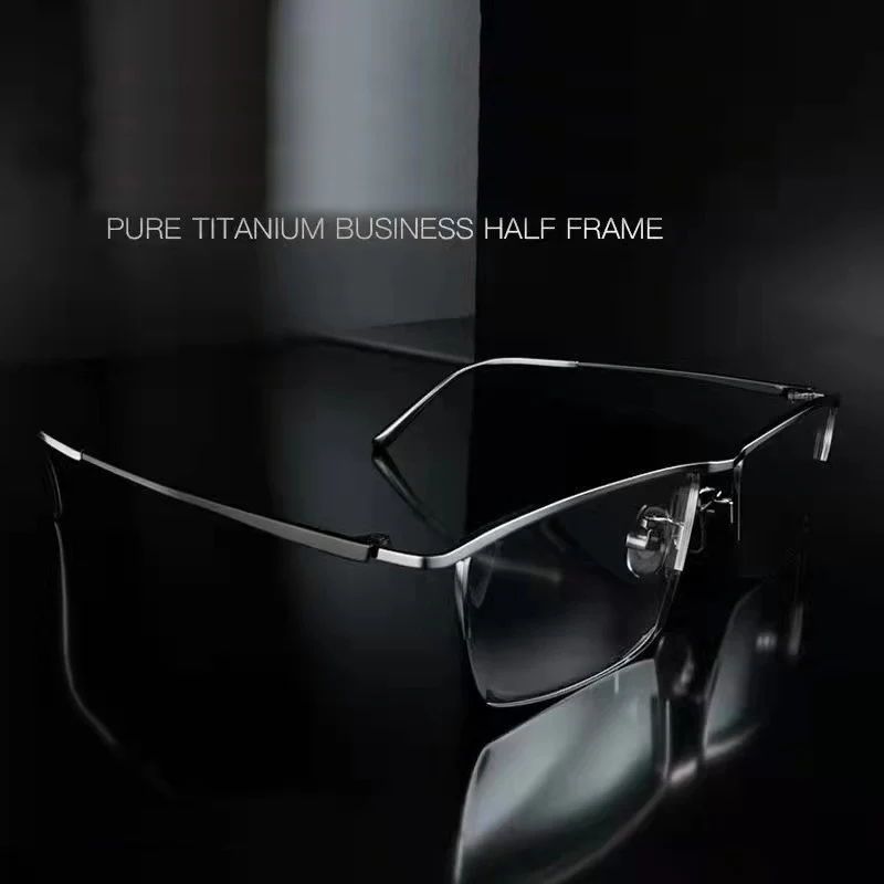 

Half Frame Titanium Sun Glasses for Men Ultra Light Titanium Business Reading Glasses Photochromic Men 2022 Luxury Fashion 225