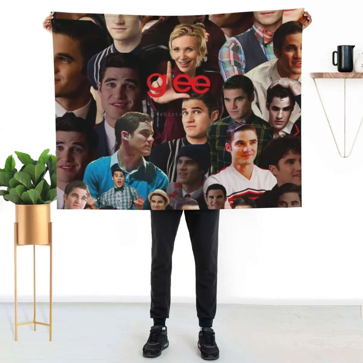blaine anderson-glee photo collage Throw Blanket Blankets For Bed Sofas For Baby Stuffeds Shaggy Hairy Blankets