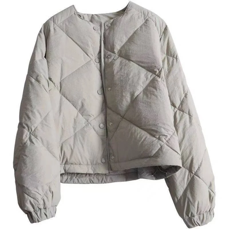 Artistic Short Puffer Jacket Women's Loose Fit Ageless Versatile Warm Bread Style Coat Korean Version Straight Cut Cotton