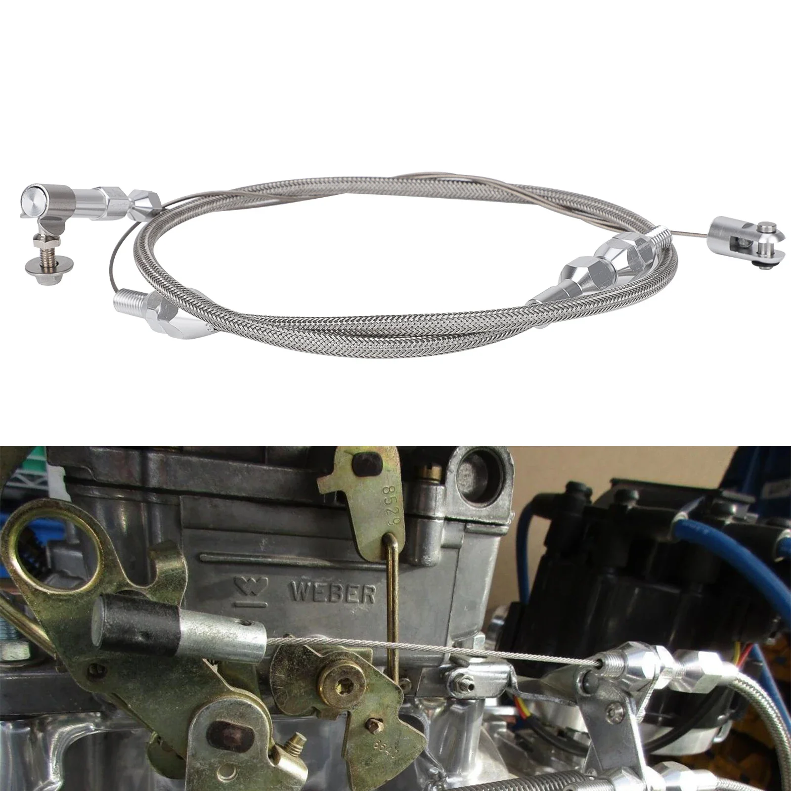 

For 97-07 Chevrolet/Chevy LS1 Engine 4.8L 5.3L 5.7L 6.0L 24/36 inch Itbs Throttle Body Gas Cable Kit Stainless Steel Braided