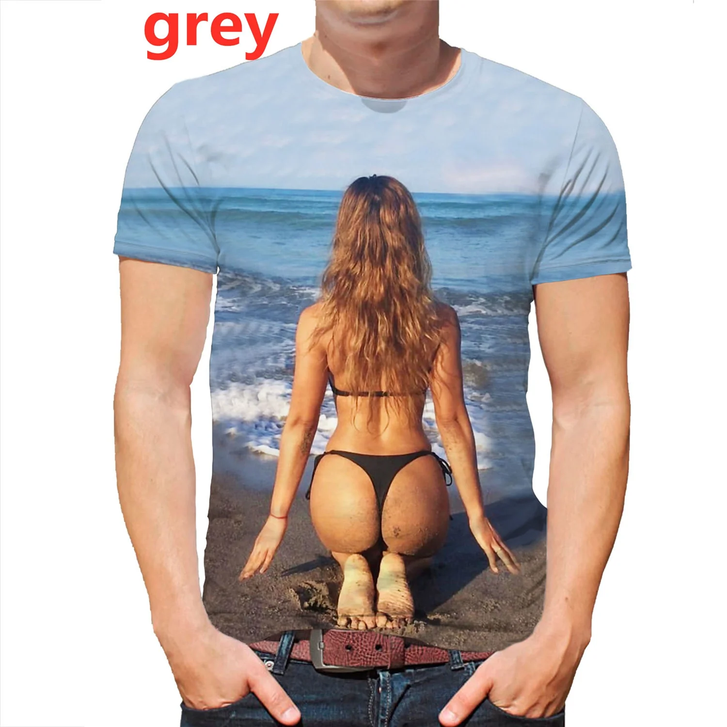 Men and Women Creative Passion Beach Bikini Model 3D Print T-shirt Short Sleeve Funny T Shirt