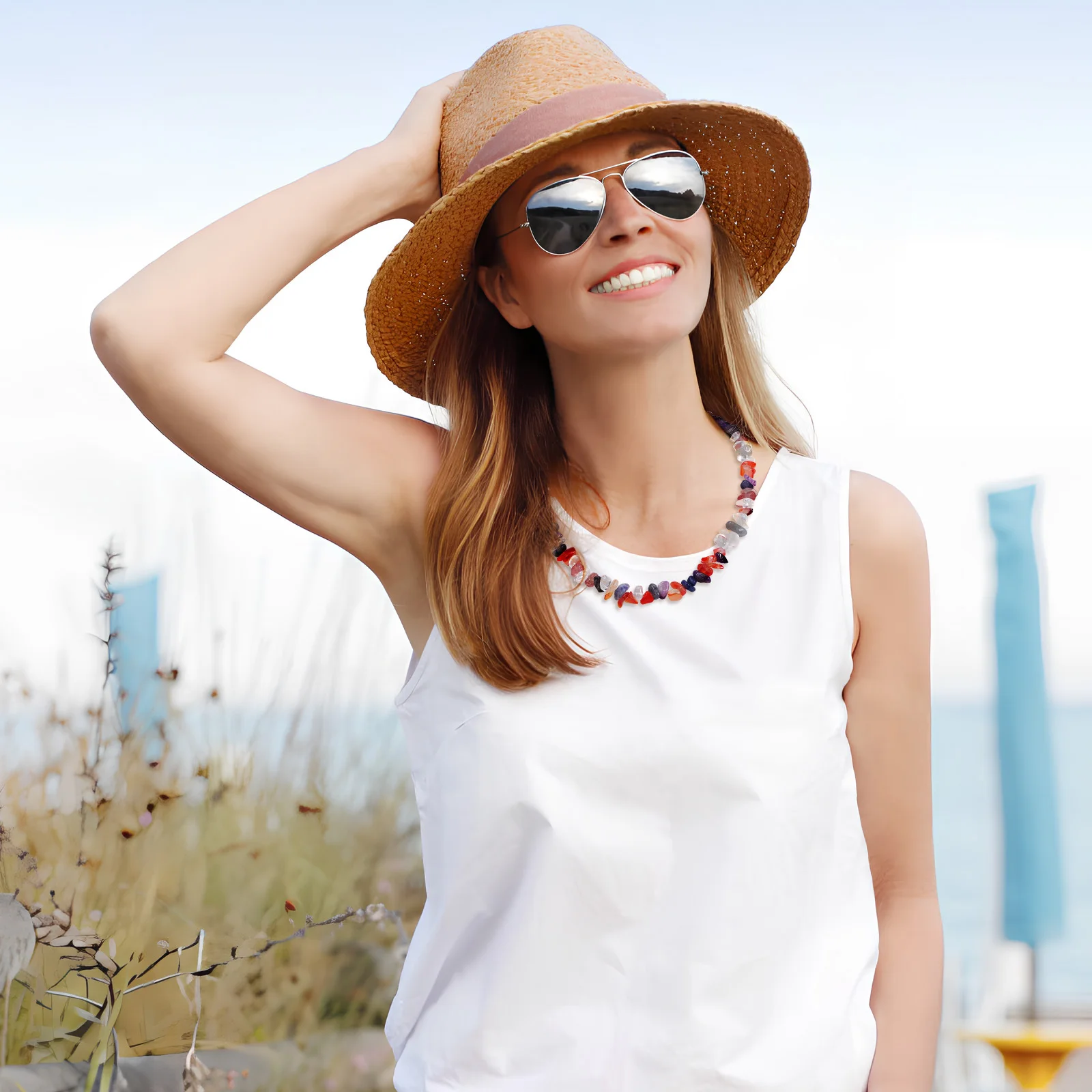 

5Pack Irregular Crystal Stone Chips Polished Drilled Jewelry Making Beads DIY Beads for Bracelets Necklaces Earrings