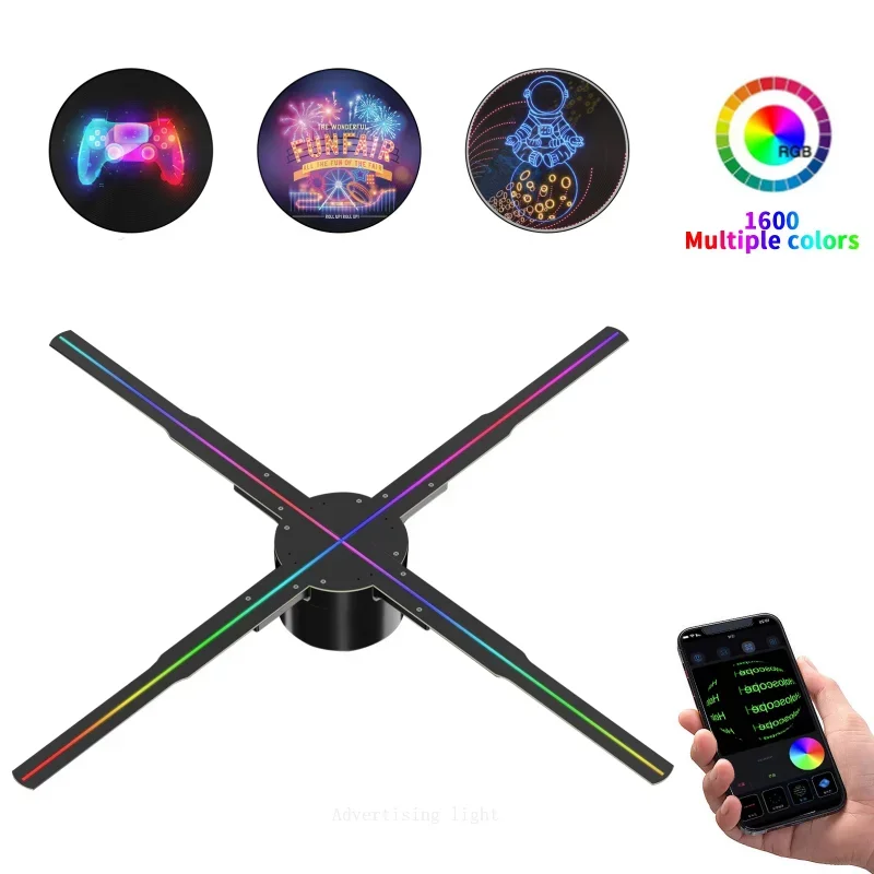 

3D Hologram Projector Fan Wifi Advertising Logo Light LED Holographic 678 Lamp Beads Support Multiple Splicing Synchronization