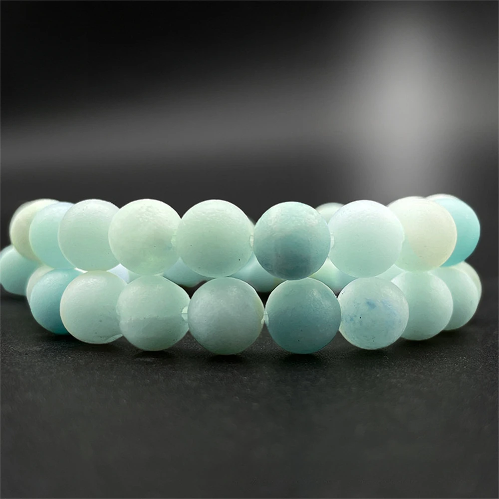 Natural Stone Matte Amazon Jade Round Loose Beads 4-10mm for Jewelry Making DIY Women's Earrings Bracelet Keychain Links Crimp