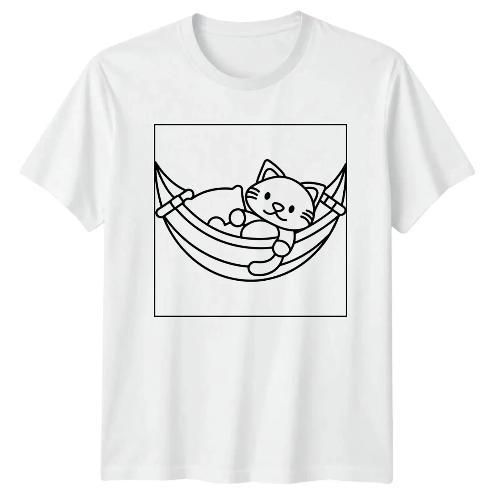 Katze in Hängematte Relaxing Feline Herren T Shirt Damen Grafik Oberteil vintage Washed Stylish designer clothes homme fashion