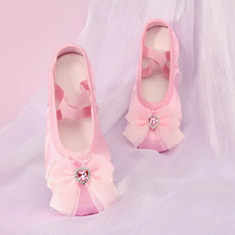 bow purple ballerina shoes stage shoes ballet accessories Line dance shoes casual shoes rhythmic gymnastics toes girl dancewear