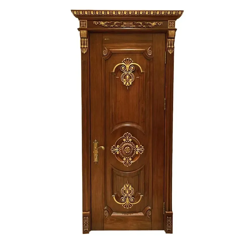 apartment interior wood high standard decorative door made in China QD-200-02 antique solid wood door luxury villa