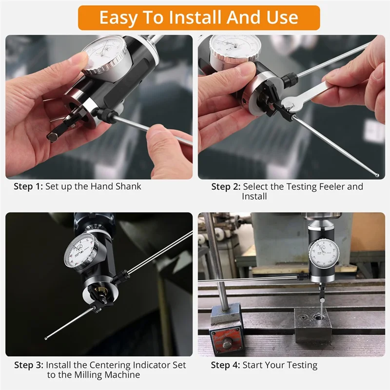 

AV34-Coaxial Centering Indicator 0-0.15 In/0.0005 In Diameter Indicator Set Storage Box For Milling Machine Center Testdial