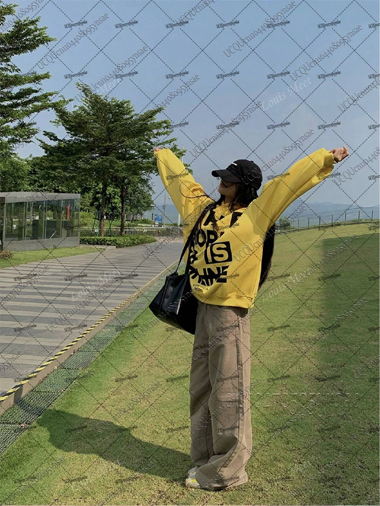 Sweat-shirt à capuche avec Slogan rétro américain pour femme, surdimensionné, ample, de rue, gothique, automne et hiver