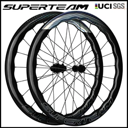 SUPERTEAM Disc Brake Carbon Wheels Center Lock/6 Bolt Road Bike Wheels 700C UCI Quality Road Racing Wheelset