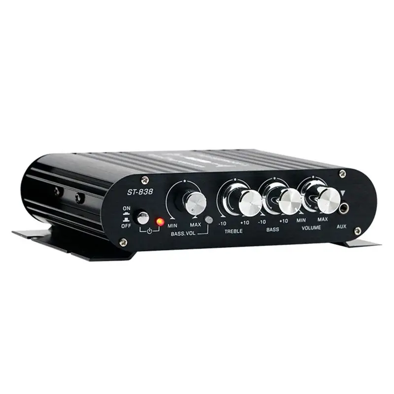 AY14 -ST-838 HIFI Amplifier 2.1 Channel Car MP3 Mini Amp AUX Input High And Low Bass Adjustment Super Bass 20Wx2+40W Amplifier