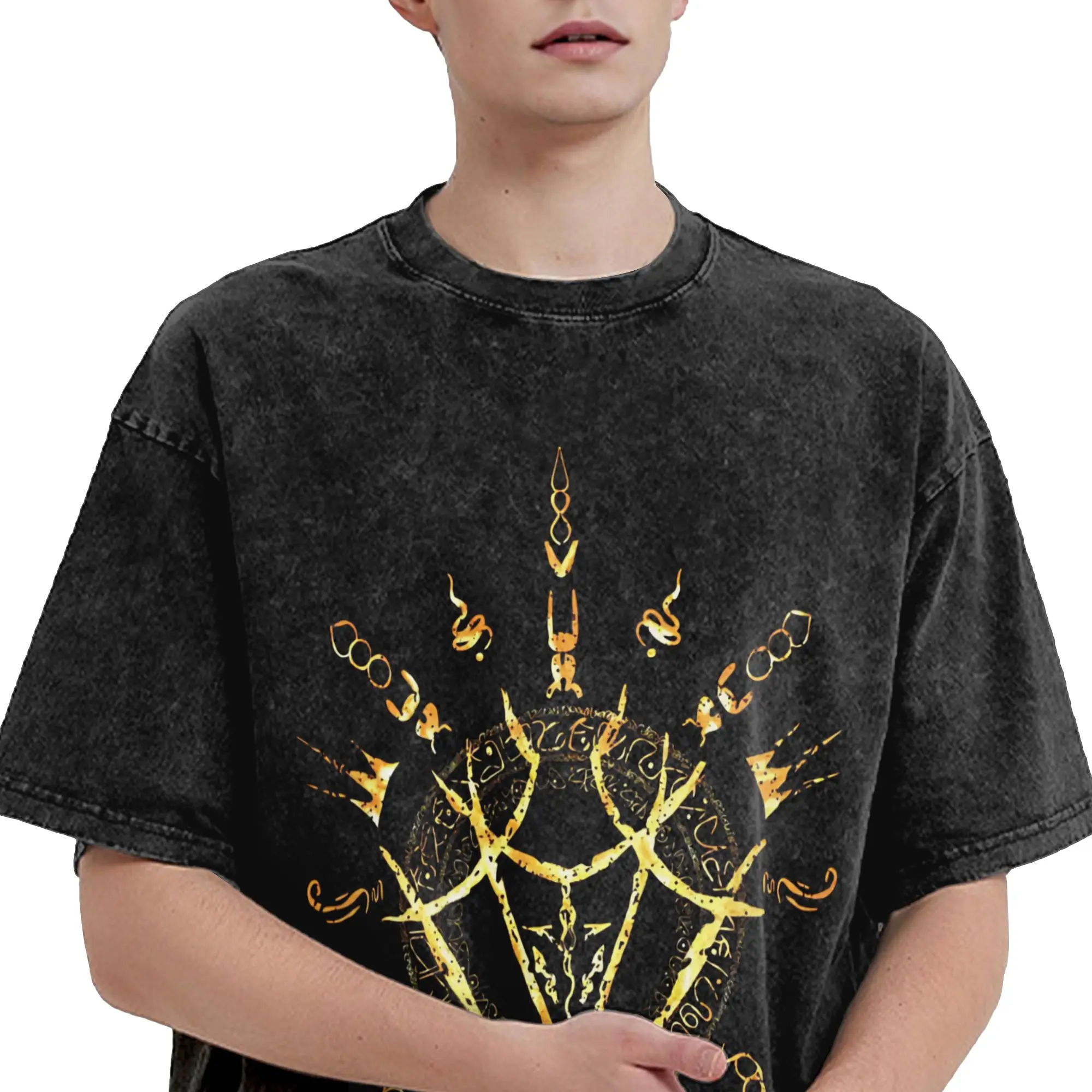 Black Flame Crest T Shirt Summer Monster Hunter Y2K Funny T Shirts Cotton Hip Hop Tshirt For Men Short-Sleeved Custom DIY Tees