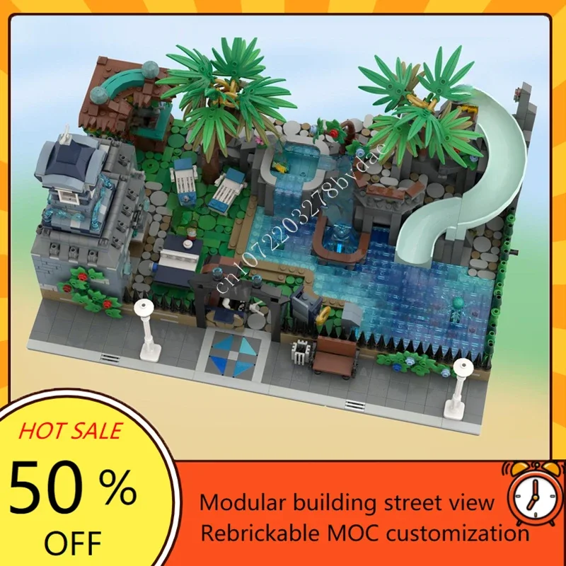 2368PCS Modulair Zwembad Modulair MOC Creatief street view Model Aangepaste puzzel Architectuur DIY Onderwijs Model Speelgoed Geschenken