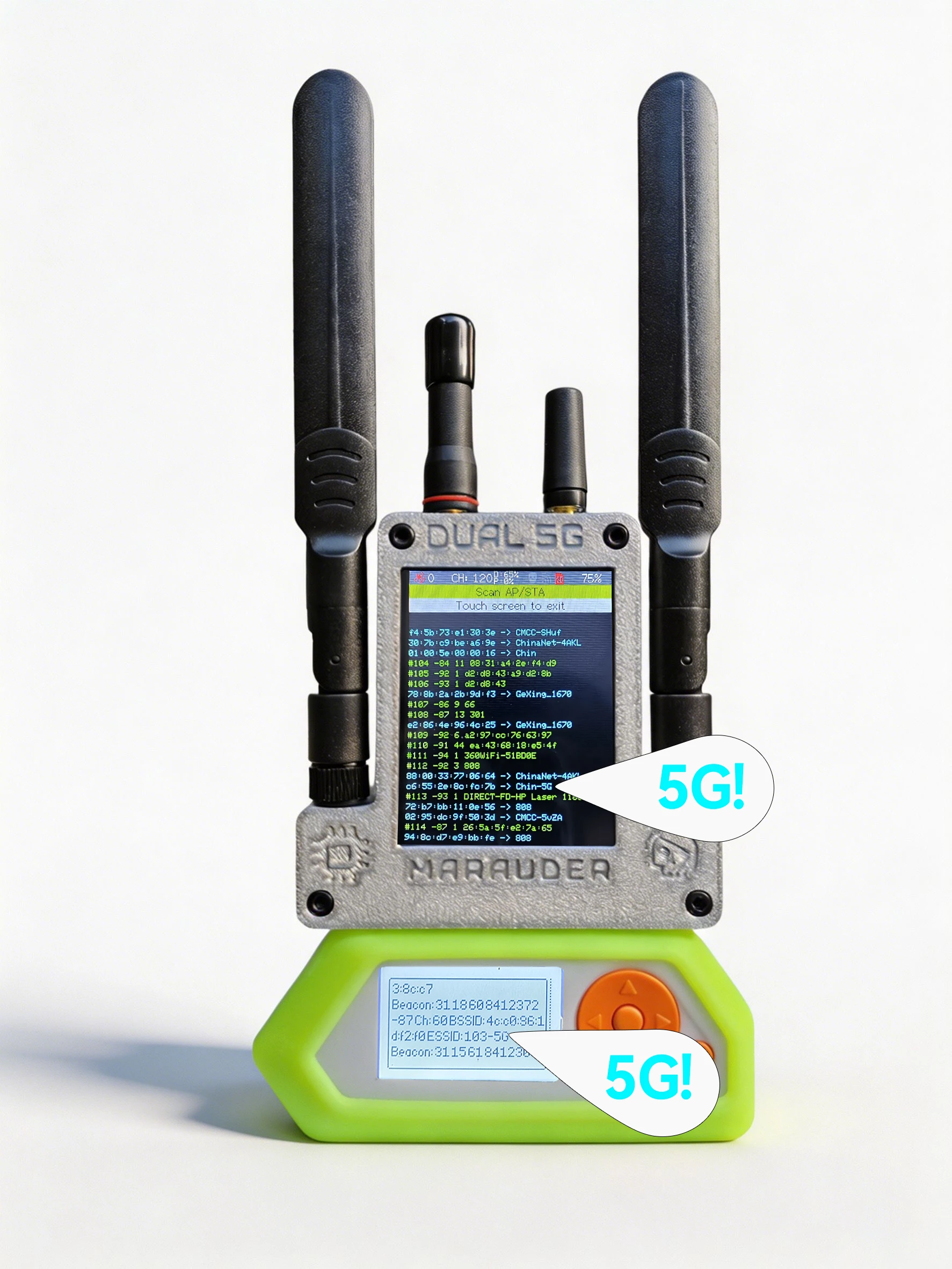Flipper Zero ESP32 Marauder V8 4IN1 ESP32-C5 듀얼 칩 듀얼 밴드 5G WiFi, 블루투스, GPS, 2.4G 및 5G 신호 지원 듀얼 SD 카드