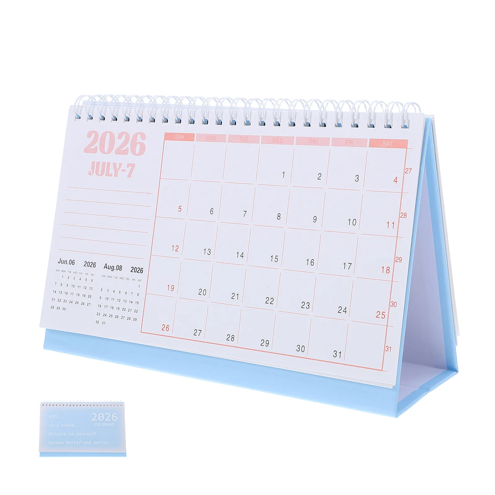 2Pcs Spiral Binding Desk Calendar 2026 Elegant Small Standing Table Yearly Planner Home Office Desktop Monthly Organizer