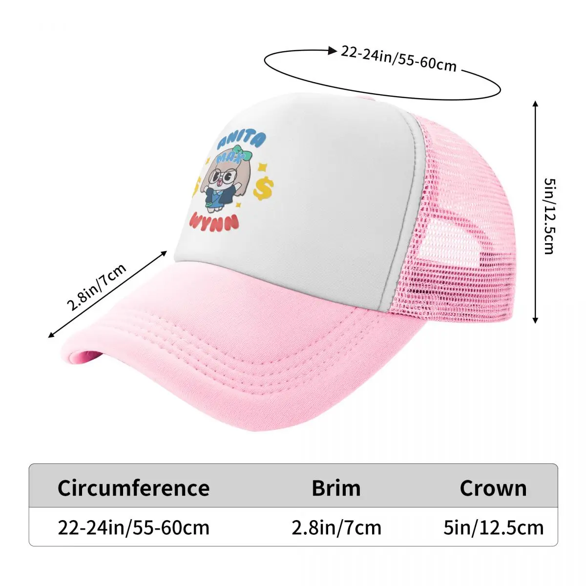 Anita Max Wynn Mesh Baseball Caps Unisex Outdoor Sun Hats Cute Hat Breathable Snapback Caps Trucker Cap Washable Trucker Caps