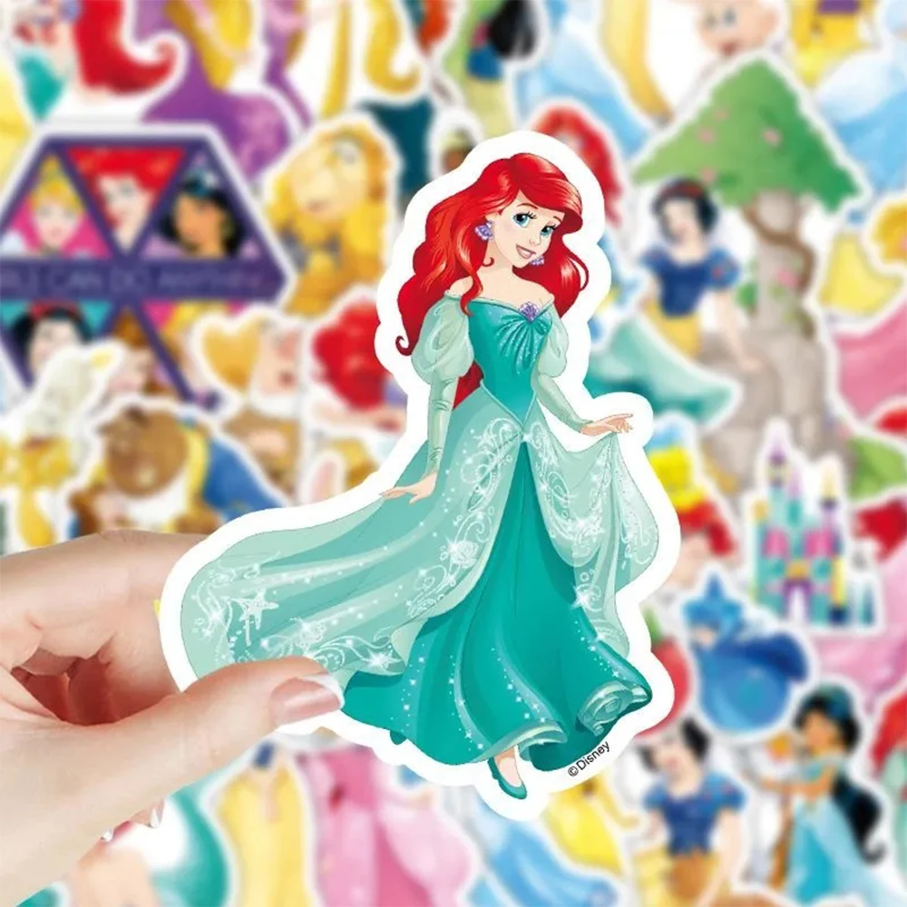 10/30/50/100pcs Kawaii Disney Anime Princess Stickers Cute Rapunzel Snow White Belle Cartoon Decal Phone Guitar Suitcase Sticker