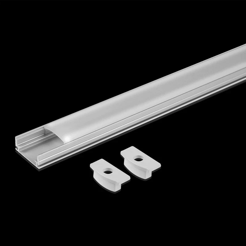 Canal de aluminio de 50cm para tira de Led, perfil de aluminio estilo U con difusor, cubierta de PC lechosa, tiras de barra LED, soporte de luz