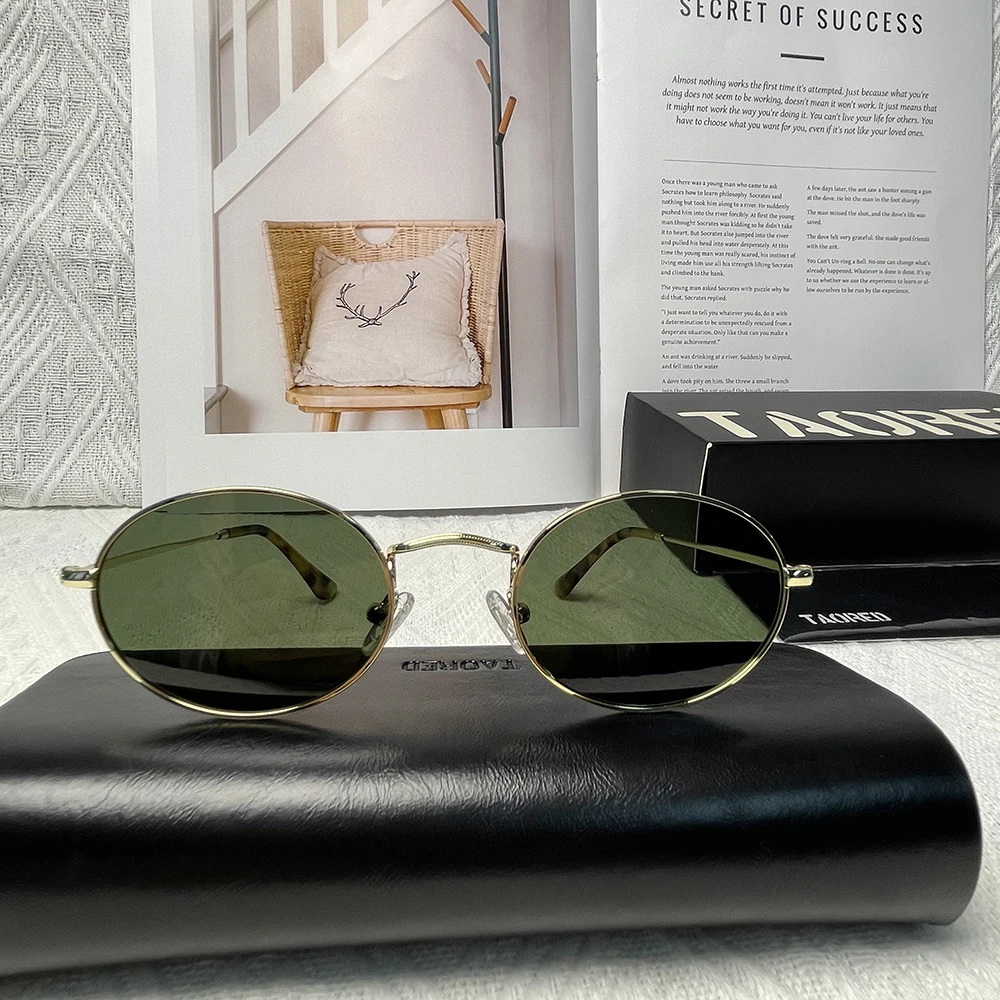 

2025 New Handmade Metal Frame Fashion Sunglasses with Case for Women and Men Outdoor Oval Frame Polarized UV400 Sunglasses