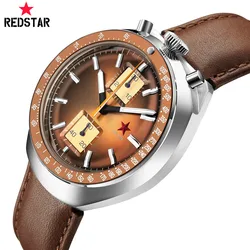 RED STAR Bull Head Retro 1963 Chronograph 42mm Watch for Men Mechanical Clock st1901 Hardlex Military Male Goose WristWatches