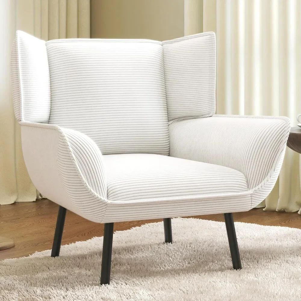 for Living Room Chair with Upholstered High Wingback, Reading Armchair, Comfy Corduroy Living Room Chair